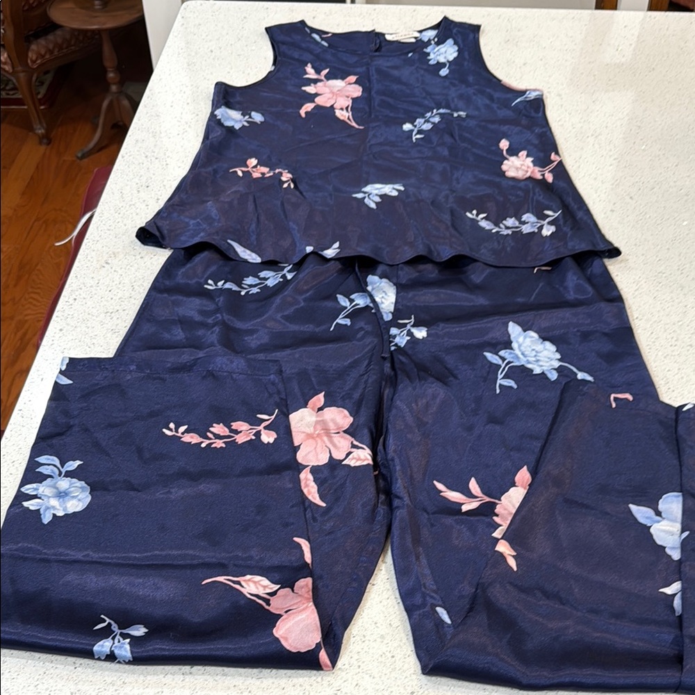 Etienne Aigner Navy Floral Pajama Set